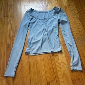 Stylish Blue Long Sleeve Women's Top